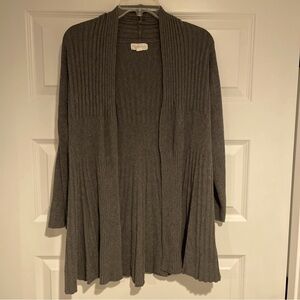 Magnolia Grace Women’s Gray Open Front Cardigan Sweater Size Large Ribbed Knit